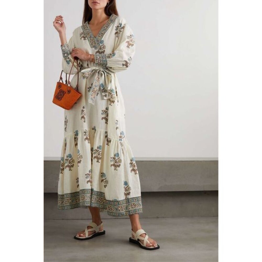 HANNAH ARTWEAR Kiya belted floral-print linen maxi dress